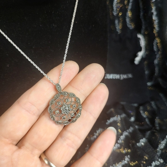 Judith Jack Necklace Sterling Silver Marcasite Pendant - Picture 5 of 15